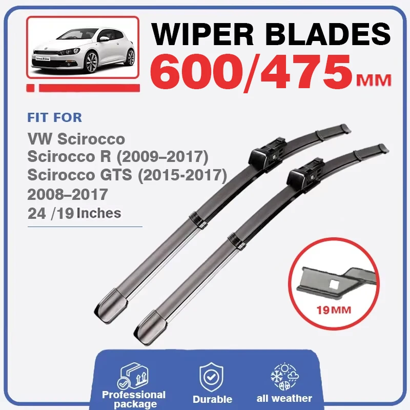 Front Rear Wiper Blade For Volkswagen VW Scirocco 2008 - 2017 R GTS 2013 2014 2015 2016 Windshield Window Windscreen Accessories