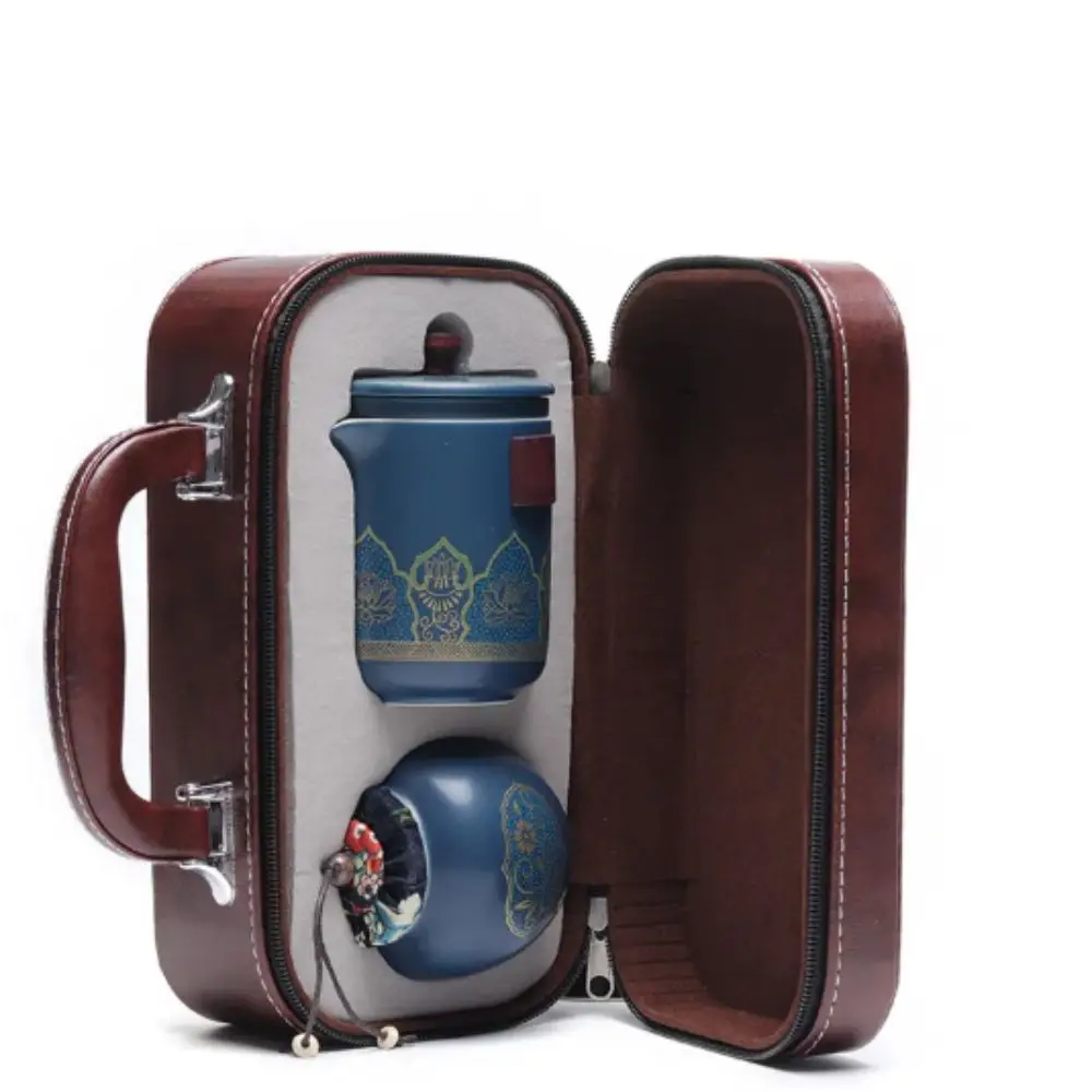 

Портативный чайный сервиз с ручкой, материал Cerc, один горшок, китайский чайный сервиз Congou, три чашки, материал премиум-класса, дорожный чайный сервиз