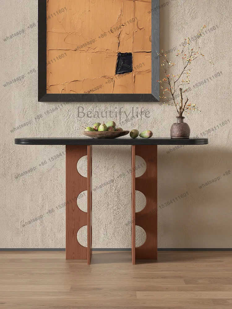 Factory Direct Sales New Chinese Solid Wood Hollow Entrance Platform Modern Simple Wind Color Matching Entrance Cabinet