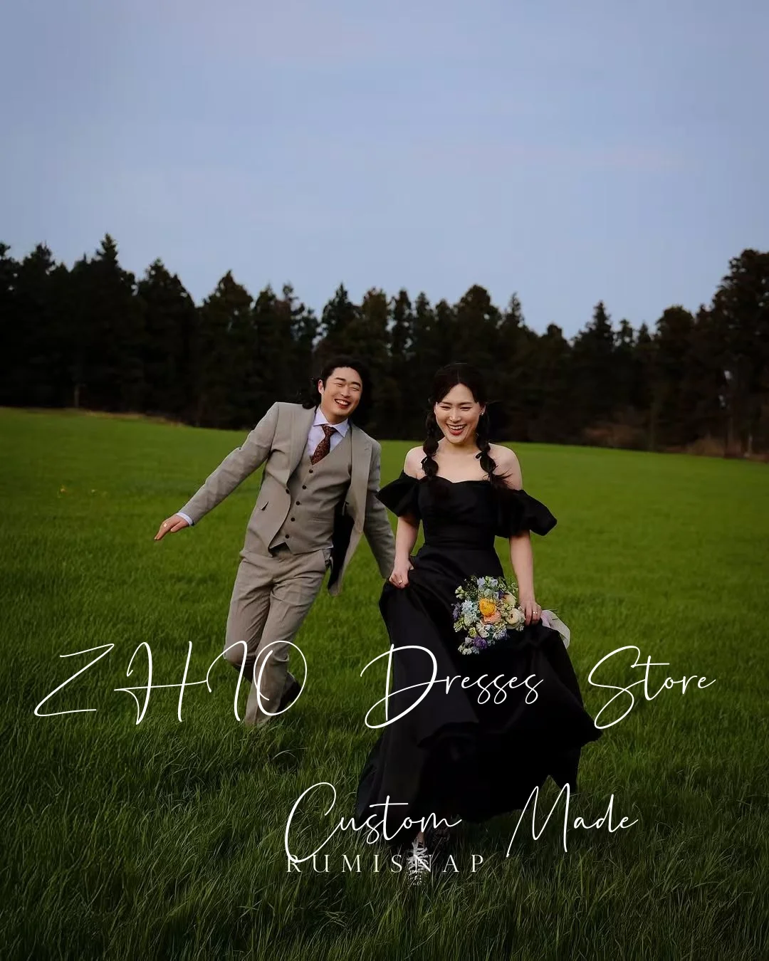 ZHIO Abito da sposa principessa Sweetheart con spalle scoperte Taffetà di seta nera Corea Servizio fotografico Abito da ricevimento nuziale personalizzato