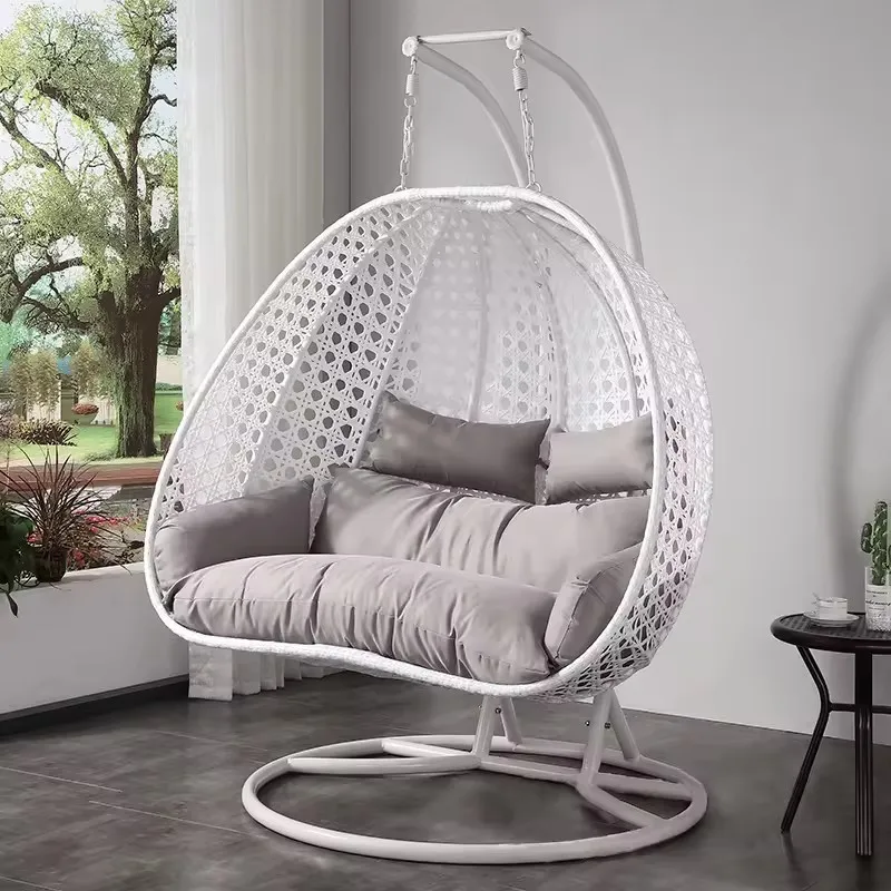 

Hot Sell Outdoor Patio Hanging Rattan Baby Swing Chair Double Seat Cheap Egg Swing Egg Chair With Stand