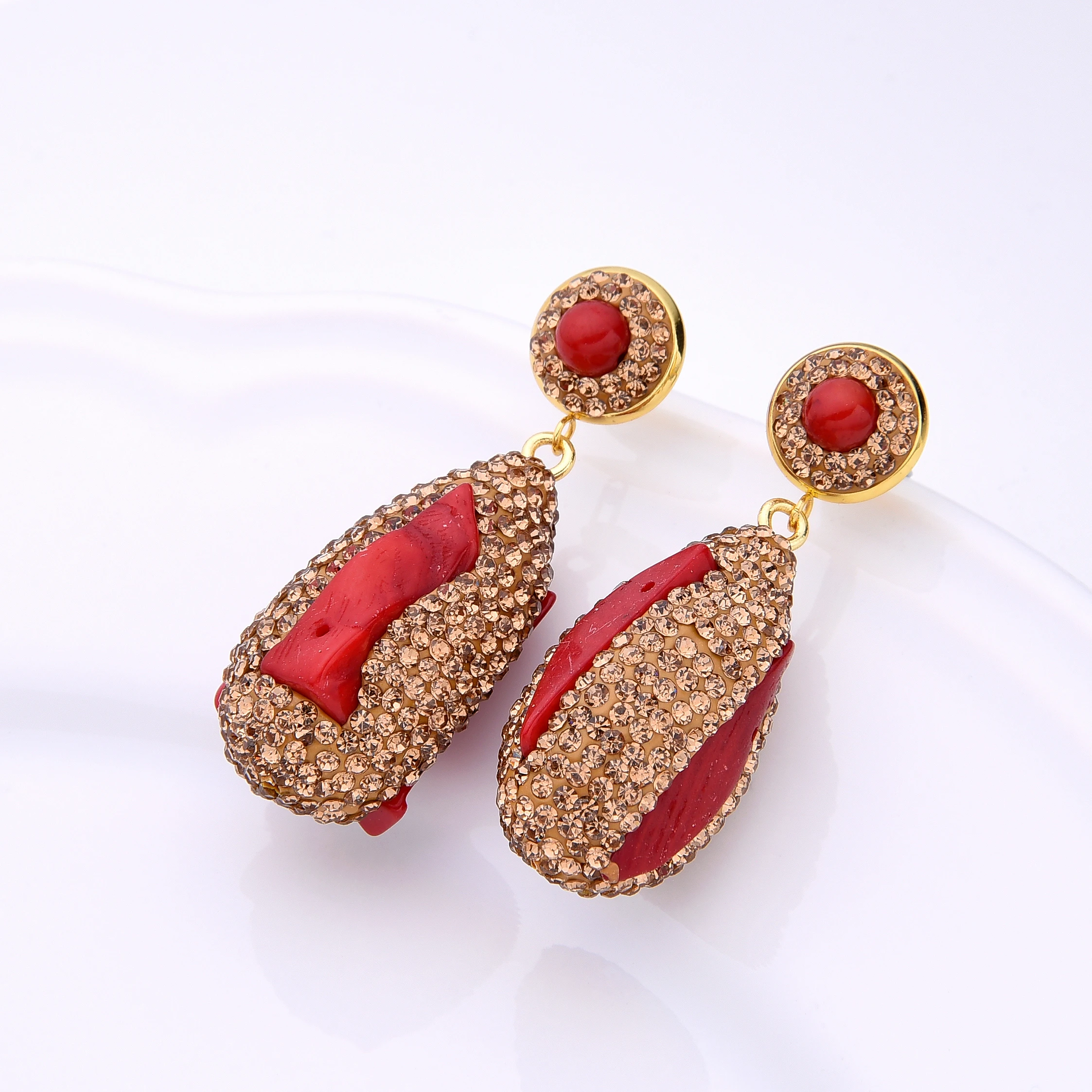 Fashion Statement Earrings 2023 Vintage Geometric Colour Rhinestone Earring For Women Charm Handmade Jewelry Birthday Party Gift