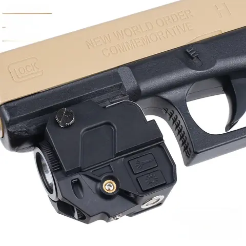 Tactical Compact Pistol LED Flashlight Green/Red La-ser Sight Combo Gun Scout Light WeaponLight For 1911 Glock 17 19 Handgun