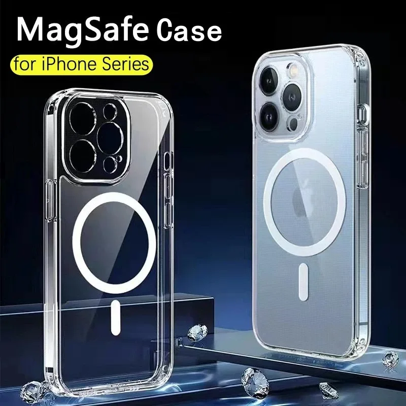 Magnetic Phone Case For IPhone 15 14 13 12 11 Pro Max 12Mini 13Mini 14Plus 15Plus For Magsafe Wireless Charge Silicone Case