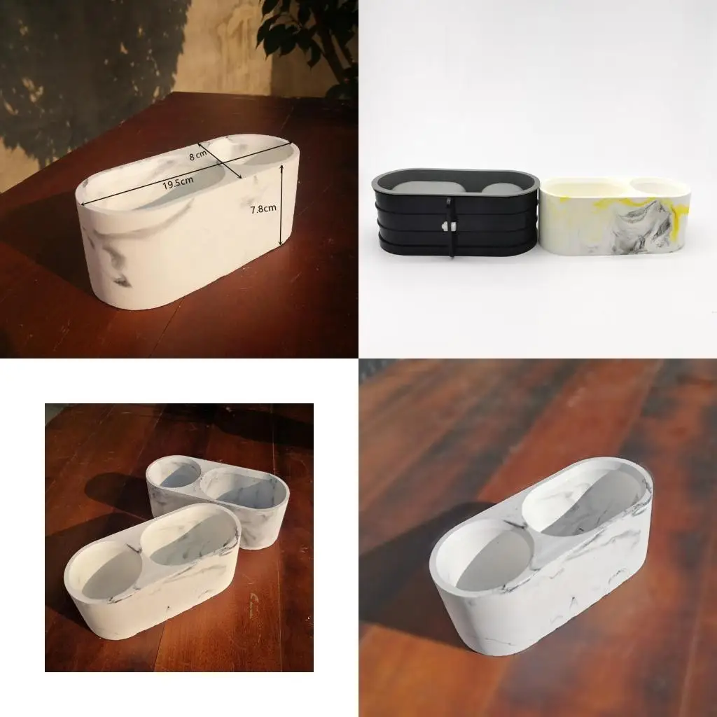 

J78F Concrete Silicone Mold for Flower Pots Big Oval Shaped Double Pot Resin Mold Epoxy Casting Mold for Plant Handmade Craft