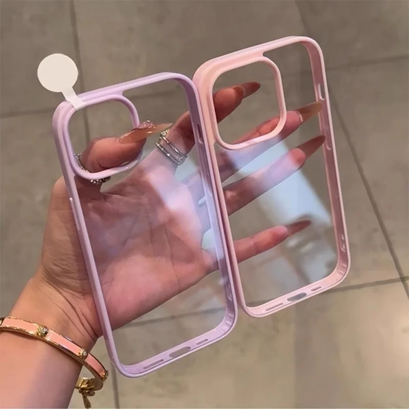 Funda de lujo transparente en colores candy para iPhone 17 16 15 14 13 12 11 Pro Max Plus 16E con borde antigolpes 6