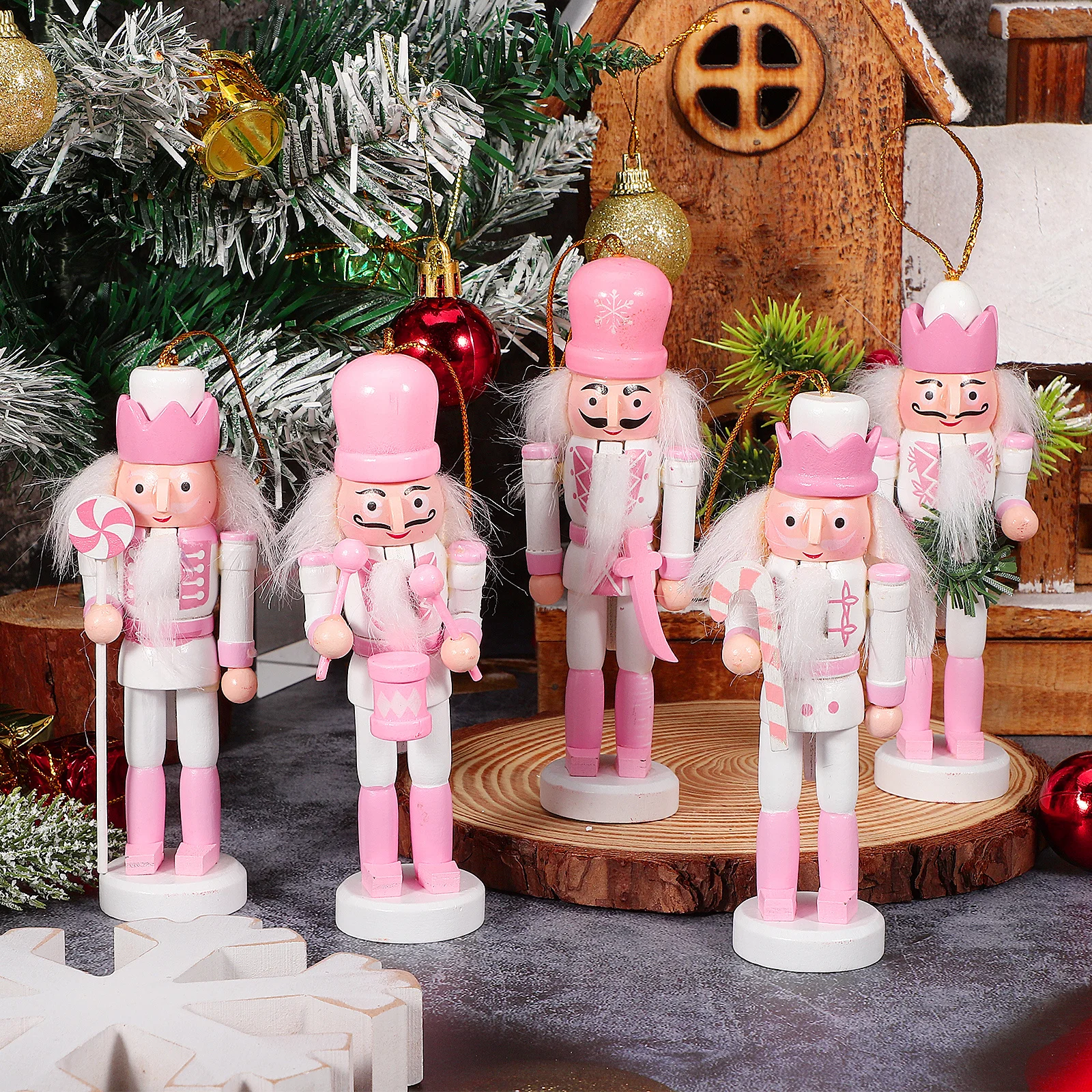 

5Pcs Traditional Nutcracker Hanging Decor for Christmas Ornaments Xmas Tree Festival Party Home Window Door Decoration