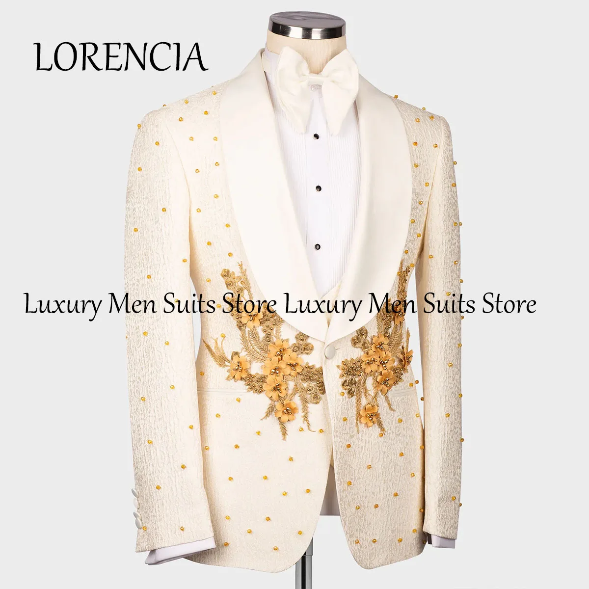 Customized Jewelry Ornament Tuxedos Men Suits 2 Pieces Velvet Wedding Groom Dinner Party Male Prom Blazers Ternos Completo