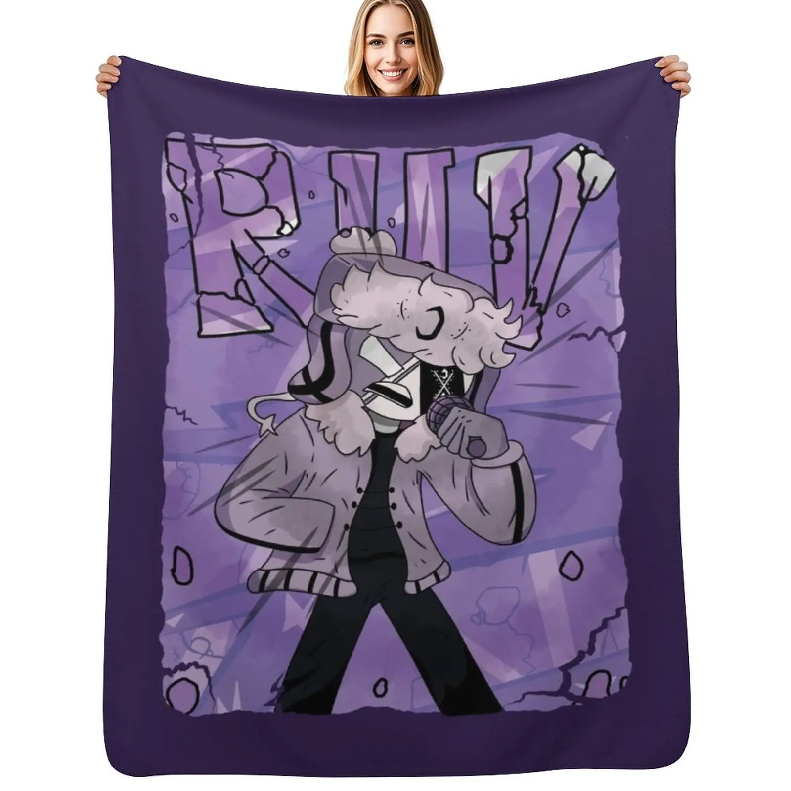 

Fnf Ruv character Wall break Throw Blanket Warm Plush Fuzzy Blanket for Living Room