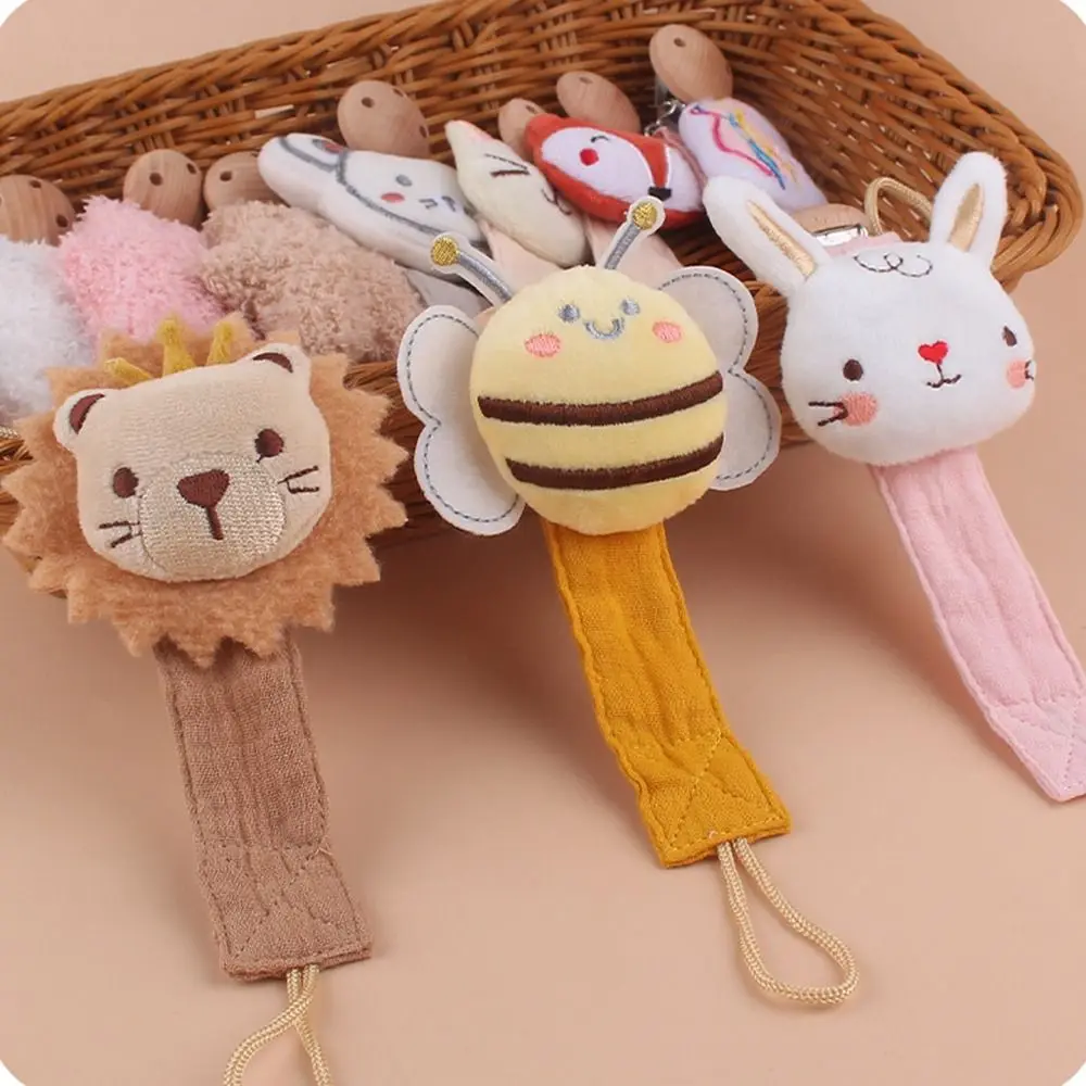 Animal Cartoon Baby Pacifier Chain Adjustable Linen Cotton Soother Holder Dummy Clips Teether Toys Straps Nipple Holder Clips