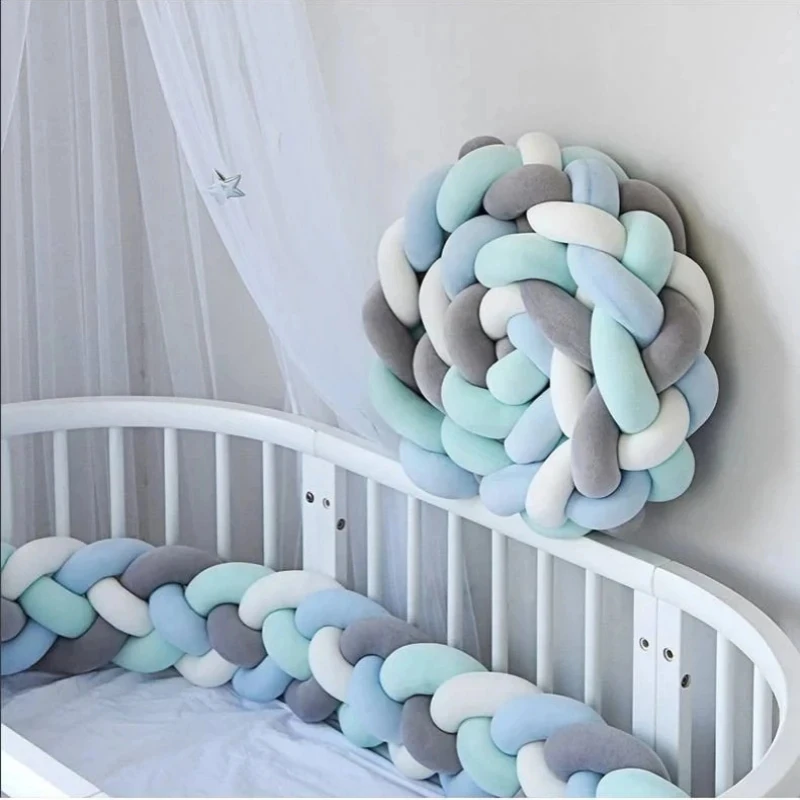 2M 3M Baby Bumper Crib Protector Mobile Baby Bed Cushion Set Bule Colour for Infant Room Decor 2023 Free Shiping Baby Cot Bumper