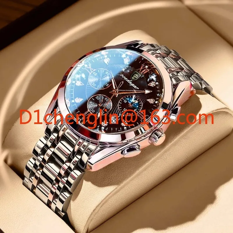 820 Leisure Time Watch Men's Stainless Steel Strap Luminous Hands Quartz Clock