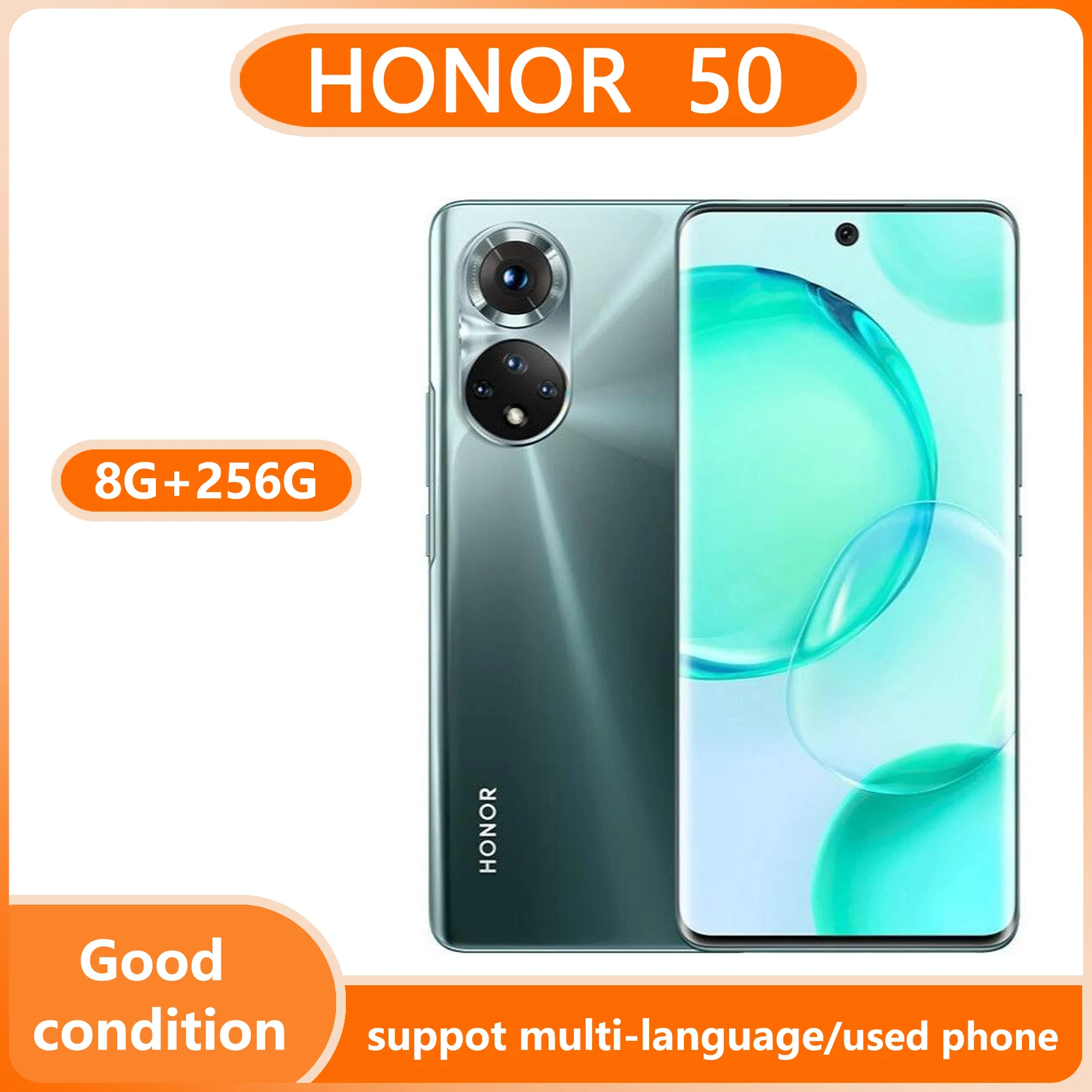 Global Firmware HONOR 50 5g Smartphone 6.57-inch 4300mAh rear camera 108MP RAM 12GB ROM 256GB used phone