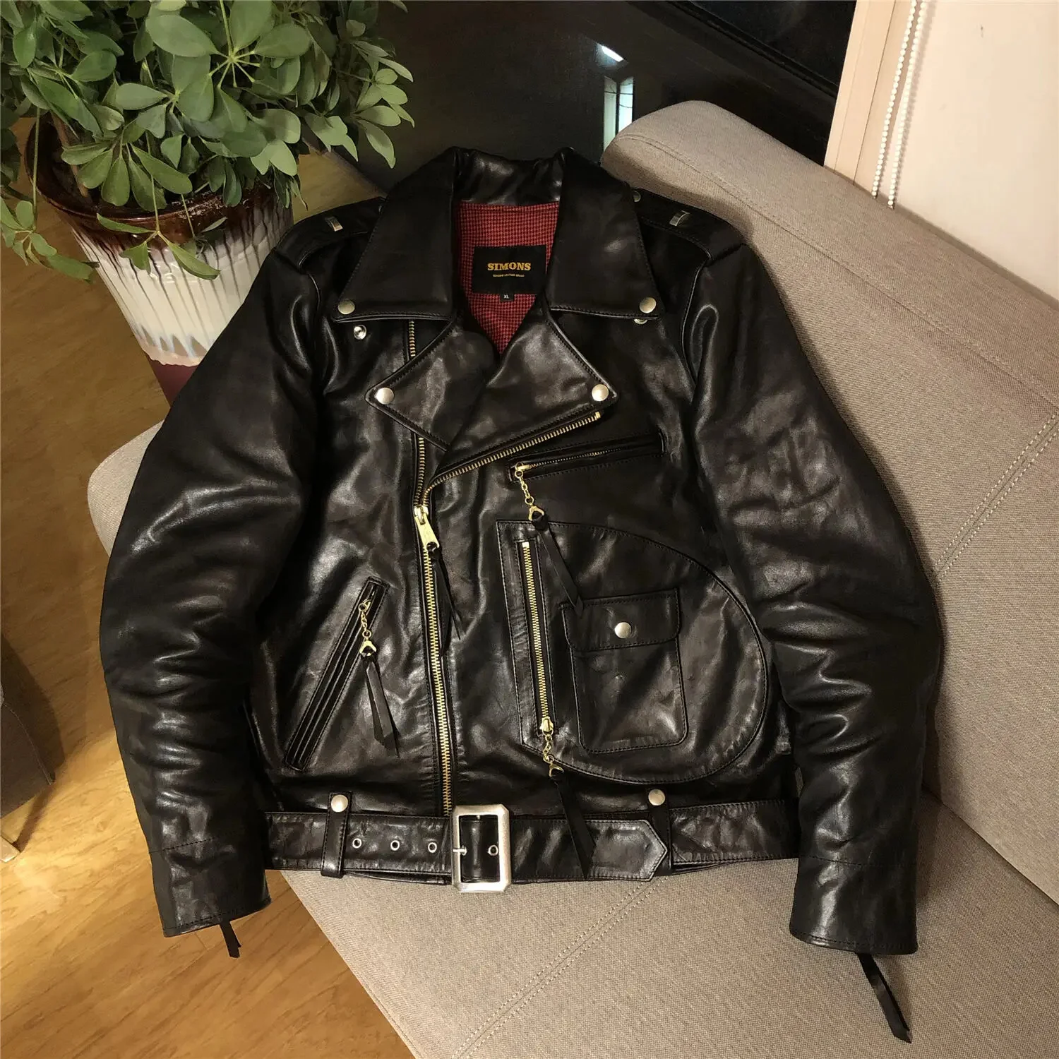 

YR!Free shipping.Italy heavy wax horsehide jacket.men black classic J22 genuine leather coat.leather rider clothes.quality