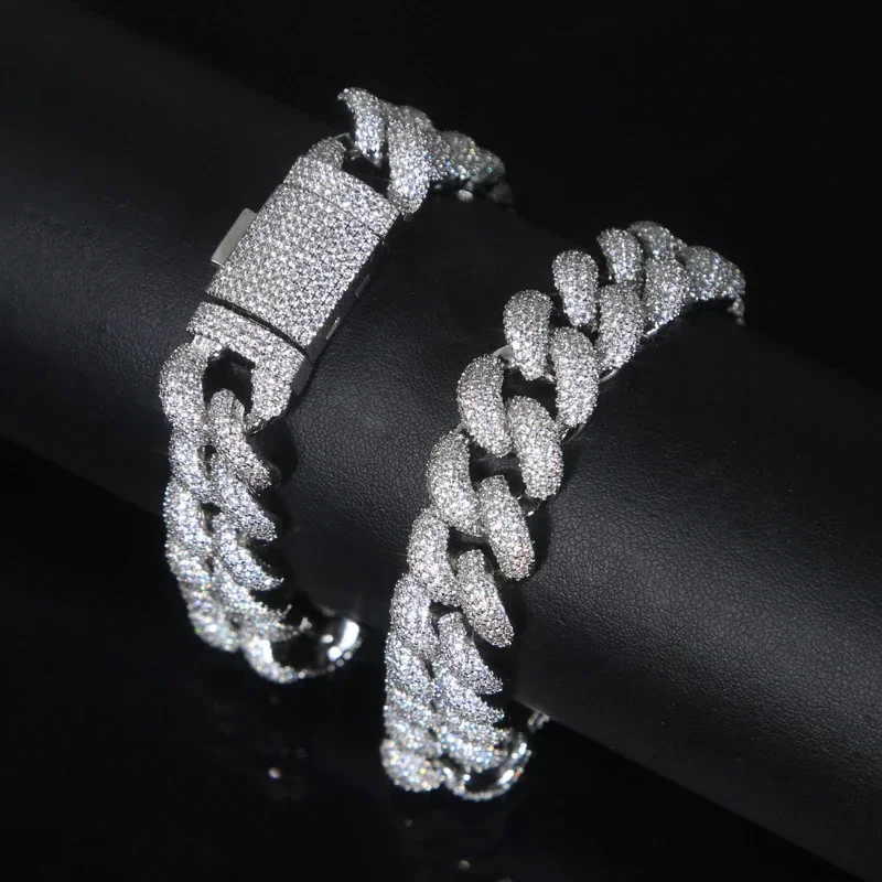 Imagem -02 - Hip Hop Iced Out Cubic Zirconia Pulseiras de Corrente Cubanas Pulseira 5a cz Link Jóias Punk Rapper para Homens Luxo Pavimentado Bling