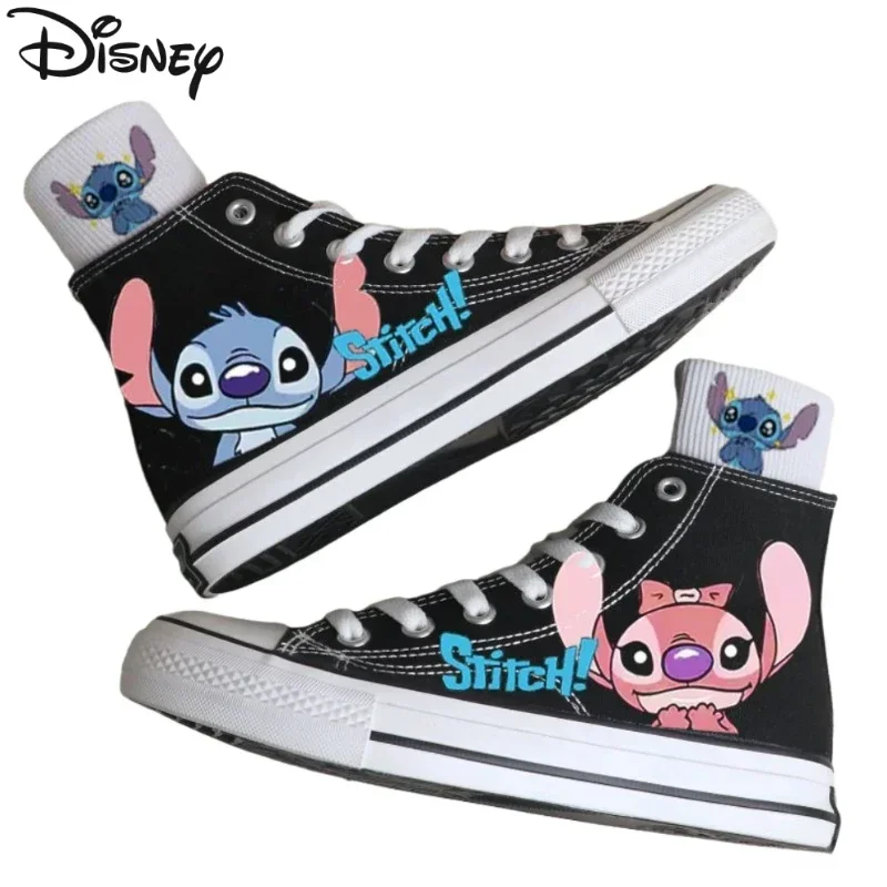 Disney Lilo & Stitch Kids Canvas Shoes Cartoon Sport Shoes Children Fashion Print White Shoes Boys Tennis Shoe Kawaii Sneakers