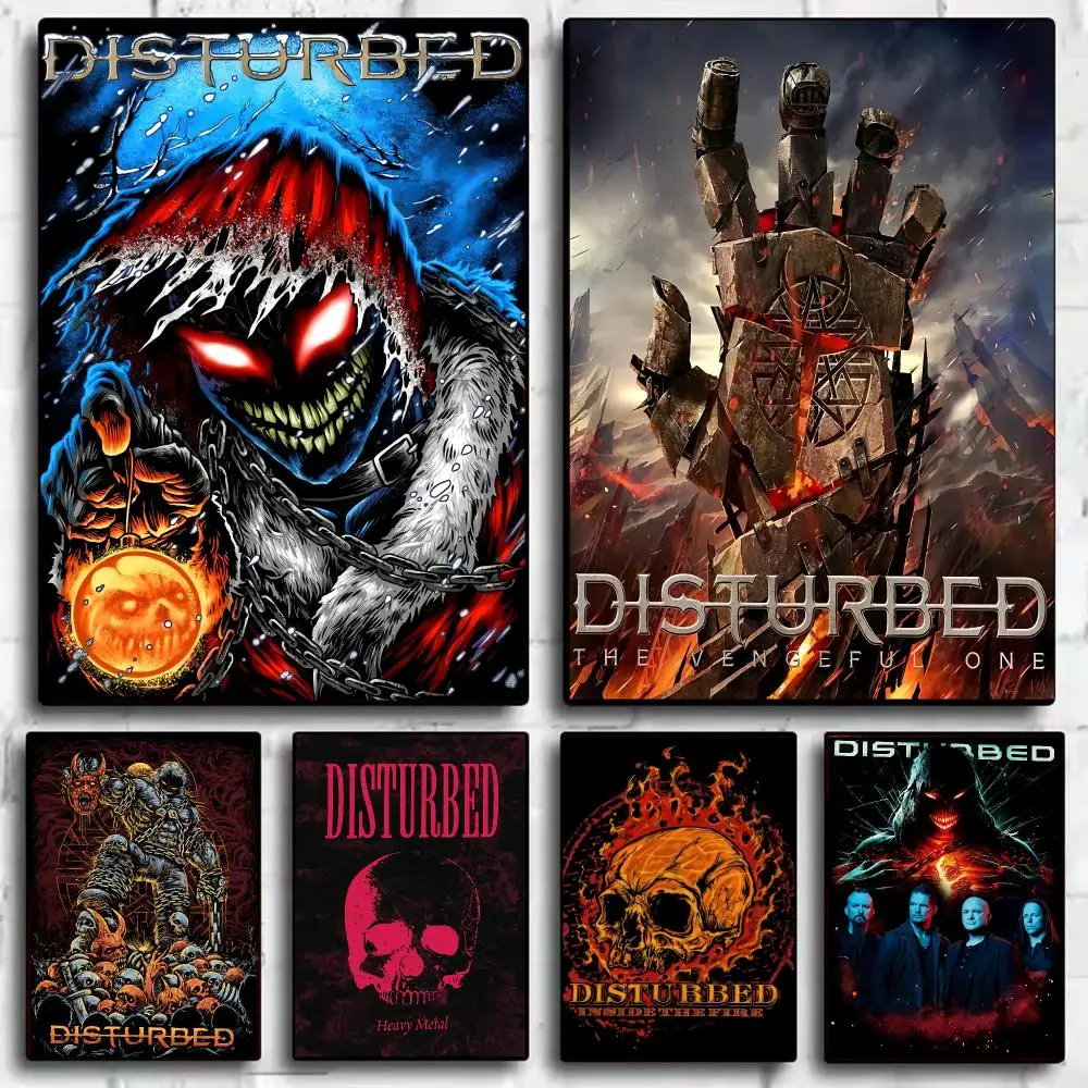 Heavy Metal Band D-Disturbed Painting Calligraphy Canvas HD Poster Waterproof Fade Resistant Wall Art Print for Home Decor