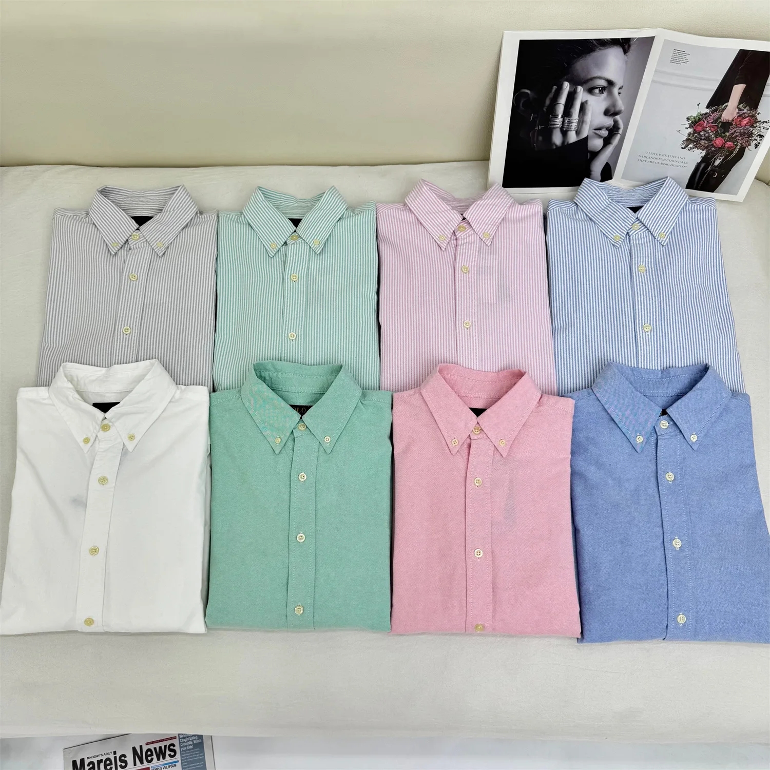 

Long sleeved shirt for men and women Oxford spun shirt Unisex old money style shirt high-end color embroidery plus size