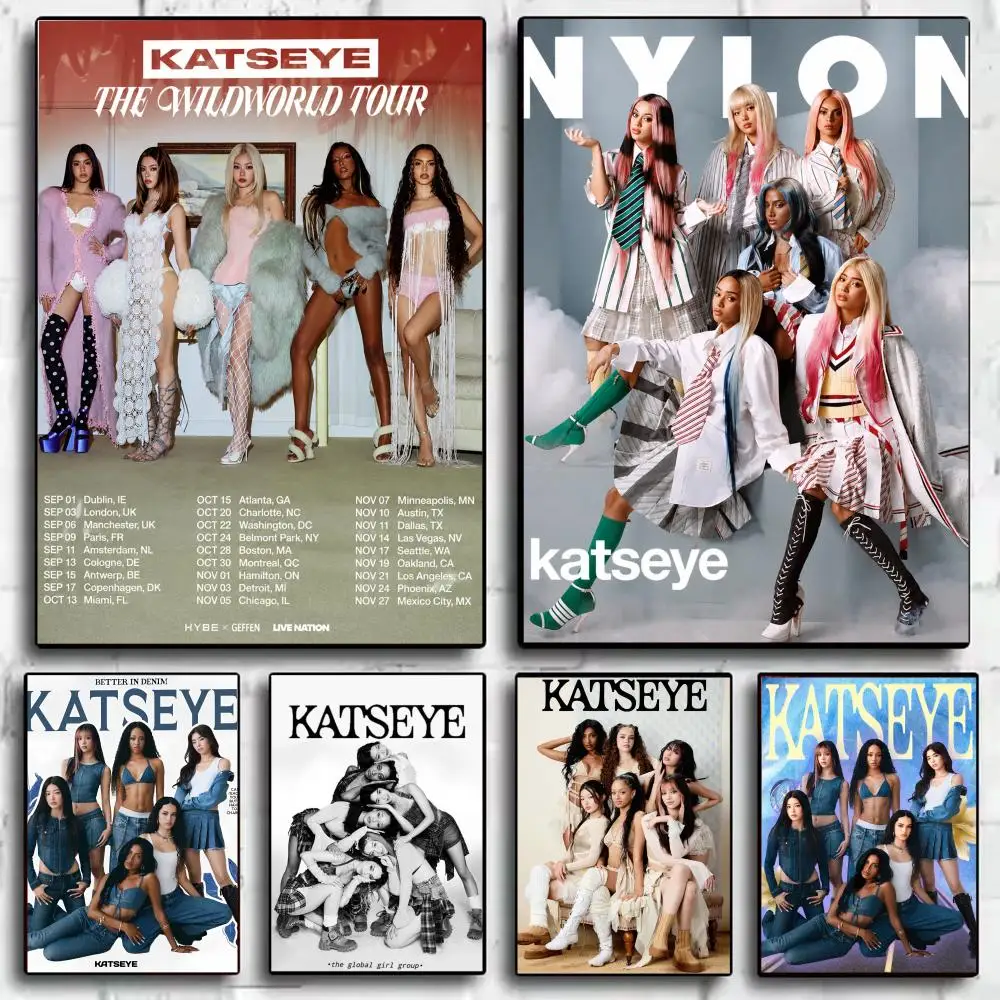 Famous Team Kpop K-KATSEYE Poster Modern Minimalist Wall Art Prints for Bedroom Living Room Aesthetic Contemporary Decor Gift