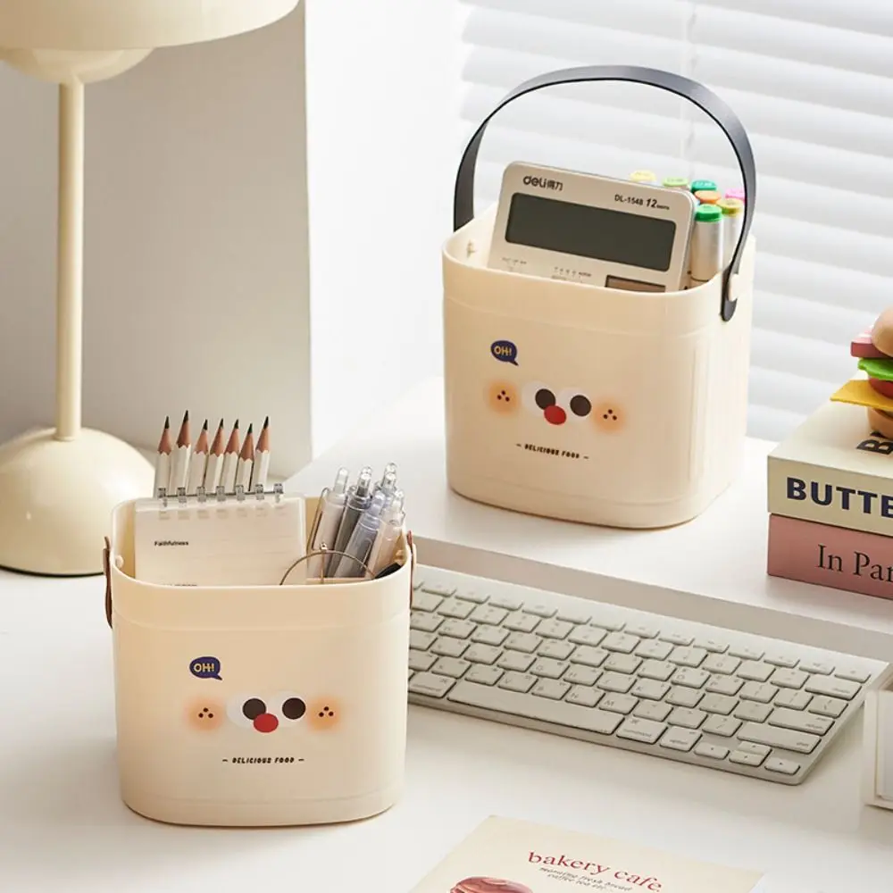 Portable Plastic Pen Holder Mini Cute Abrasion Small Paper Basket Large Capacity Multifunctional Desktop Organizer Office