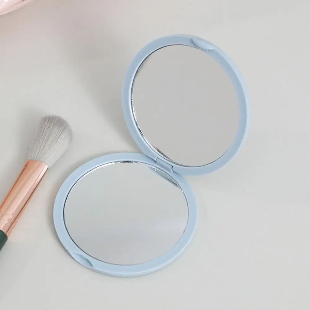 Simple Mini Hand-Held Mirror Portable Double-Sided Make-Up Mirror Plastic Folding Pocket Mirror Student