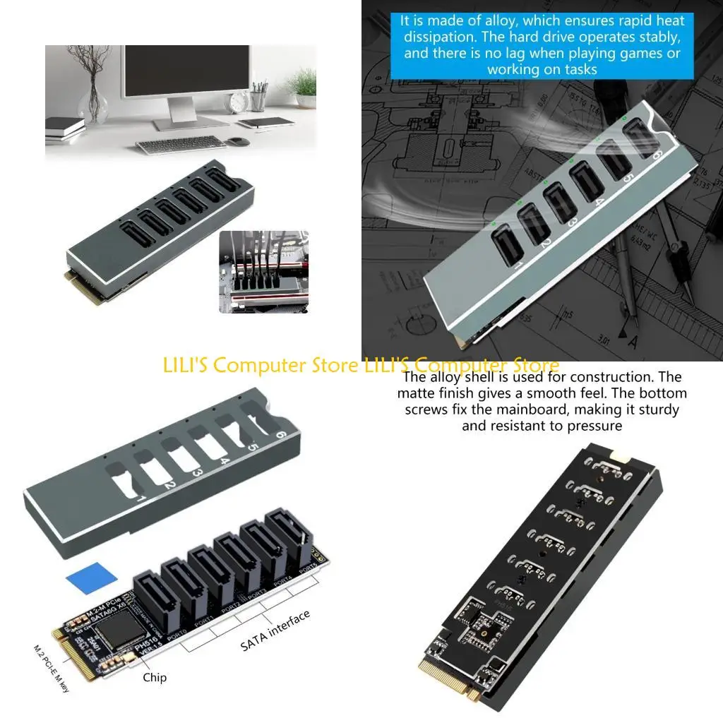 

A52B Multiport SATA3.0 Adapter Card For M.2 NVMe Interfaces Builts In Aluminum Cooling Technology
