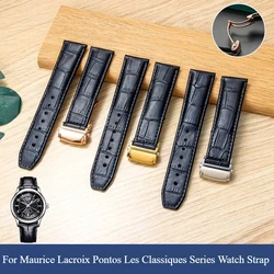 Fashionable Popular Genuine Cowhide Watchband for Maurice Lacroix Pontos PT6388 Les Classiques Flexible Durable Breathable Strap