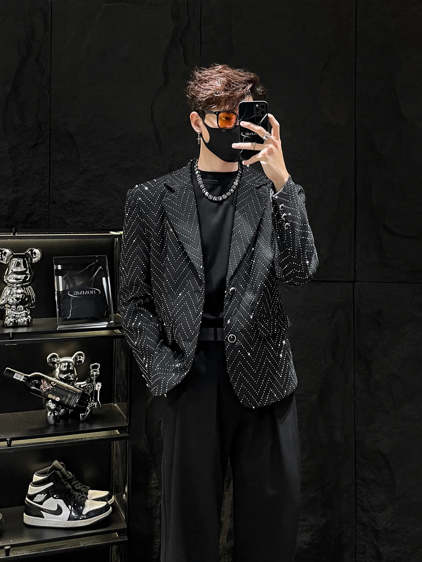 

Мужской модный накладной костюм с подушечками Jaet, элитный сенсорный костюм Ironl Procing Long Sve с круглым подолом, повседневная одежда