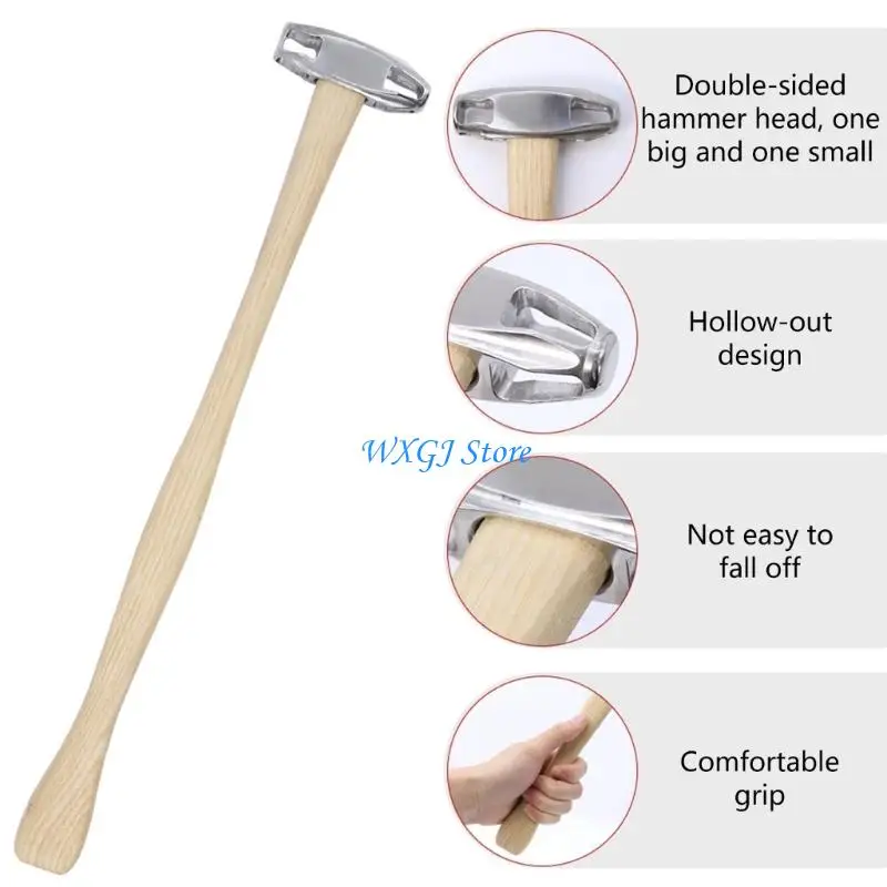 

37JE CAR DEN Ремонт молоток из нержавеющей стали, выдолбленный молоток с эргономичной ручкой, инструмент ремонта листового