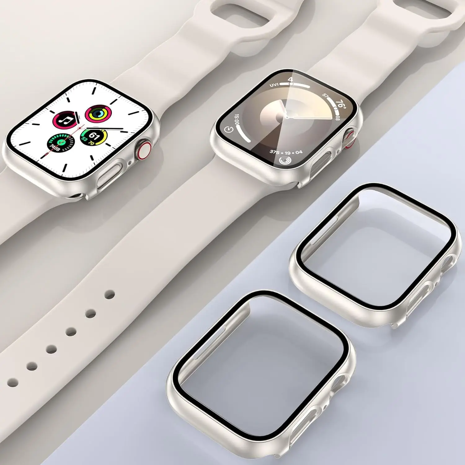 Glas + Abdeckung für Apple Watch Gehäuse 45 mm 44 mm 41 mm 42 mm 40 mm 38 mm Zubehör Harter Displayschutz iWatch Serie 9 8 7 6 SE 5 4 3