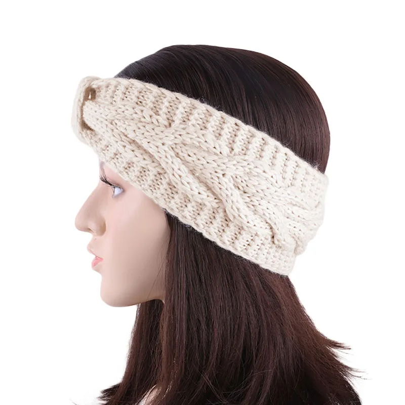 Winter Warm Wool Knitted Knot Headband For Women Autumn Ear Warmer Bow Hair Bands Girls Hair Accessories Headwear Hair Wrap