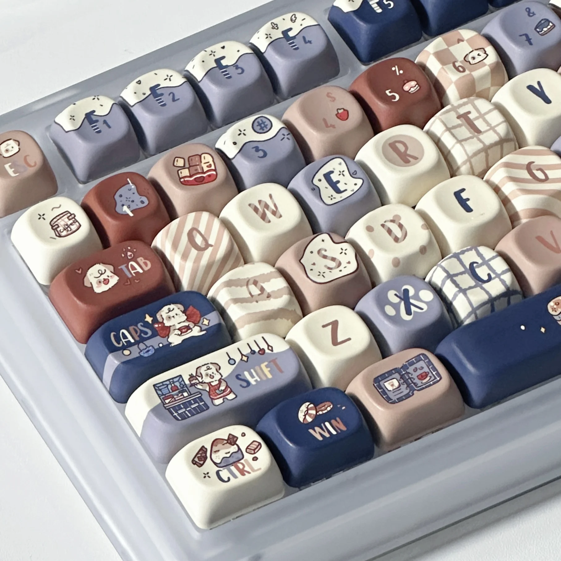 

131Keys Coffee Puppy Keycaps MOA Cherry PBT Sublimation Keycaps Customized Keyboard Mechanical Keyboard Cute Keycap Diy