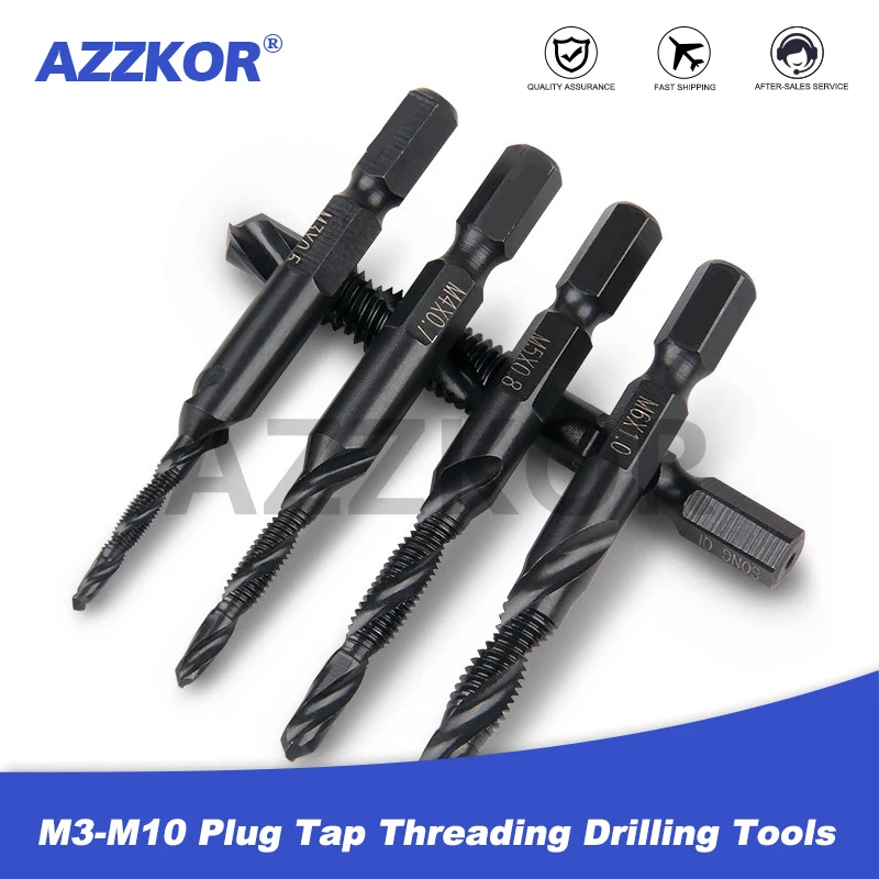 

Drilling And Tapping Chamfer Screw Taps Integral Compound Cone Hss Die Plug Set M3-M10 Plug Tap Threading Tools For Machine Hole