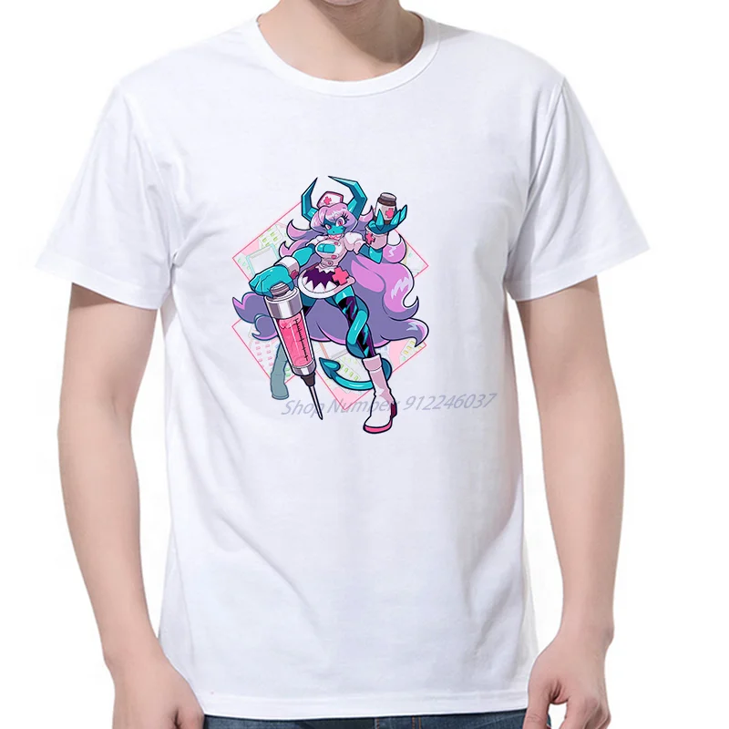 Anime Girl Cute Nurse Devil Demon Female Graphic T-Shirt Cotton Short Sleeve Summer Tees Top Fashionable Casual Women's Tee