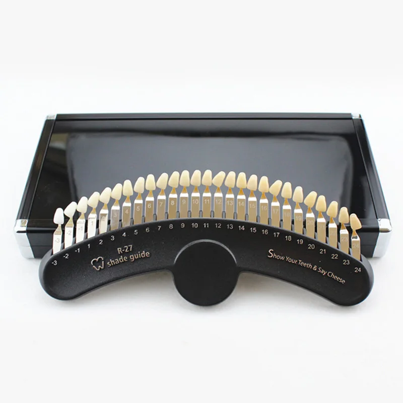 

Dental 27 Colors Teeth Whitening Shade Guide Chart with Mirror Packing
