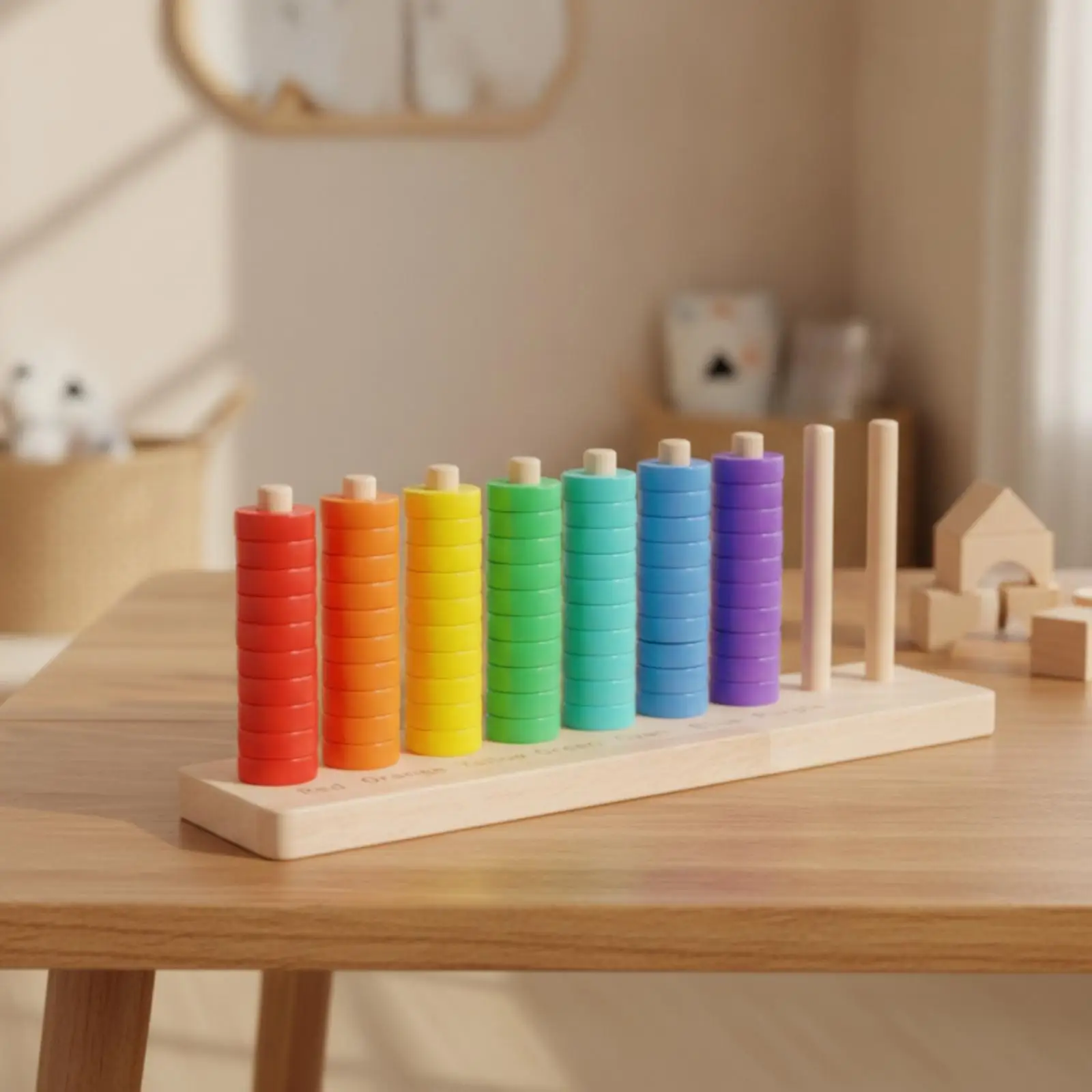 Wooden Rainbow Loop Stacking Game for Kids Color Recognition Toy Educational Montessori Ring Sorting Activity for Preschool