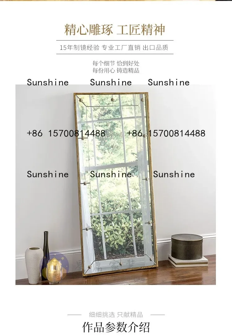 

American wall-mounted makeup wall-mounted bathroom mirror light luxury entrance European-style hanging mirrorXX