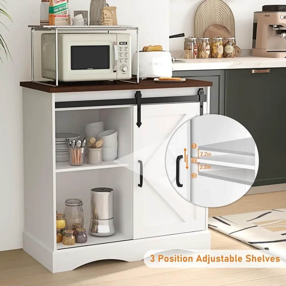 XMSJ mobili soggiorno, 31.5 "H Bar fattoria con contenitore, Buffet credenza cucina bianca, armadi soggiorno