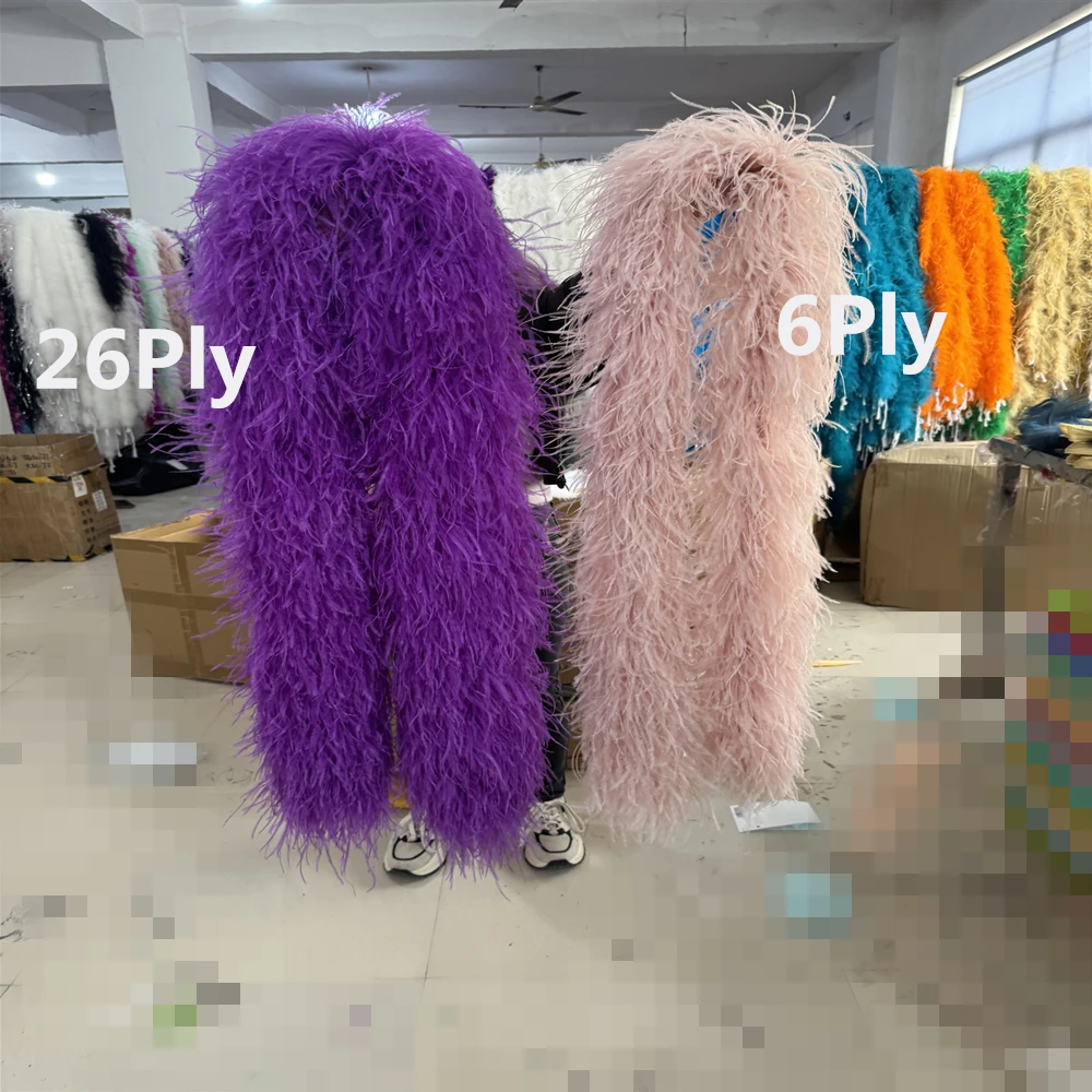 1 6 10 15 26PlY Fluffy Ostrich feather boa Trims Natural Ostrich Feathers Shawl for Costume Dress Sewing Decoration plumas Tops