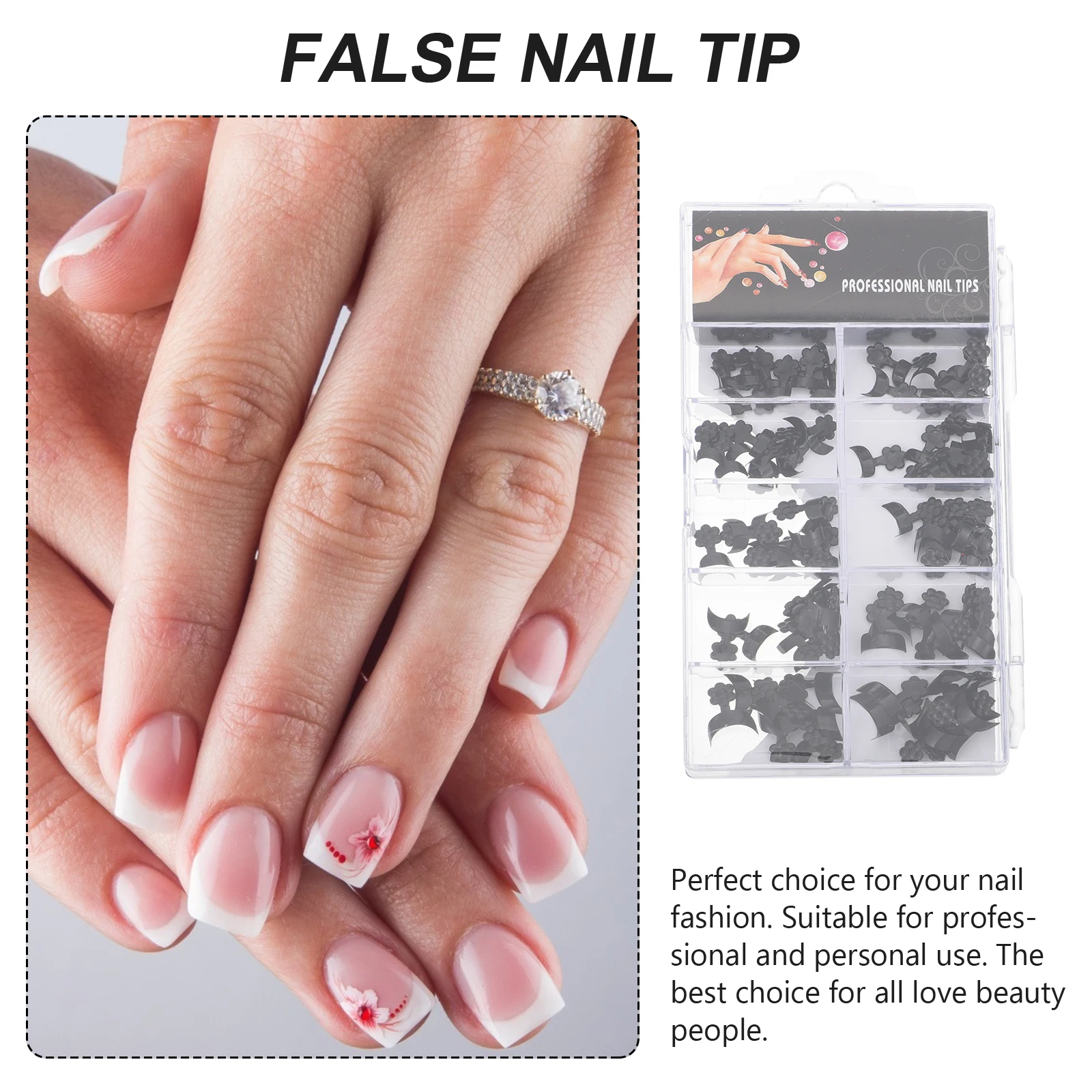 100 Uñas Postizas con Detalles Florales, Puntas de Uñas Falsas para Salón Profesional o Uso Personal, Fáciles de Aplicar, Fuerte Adherencia
