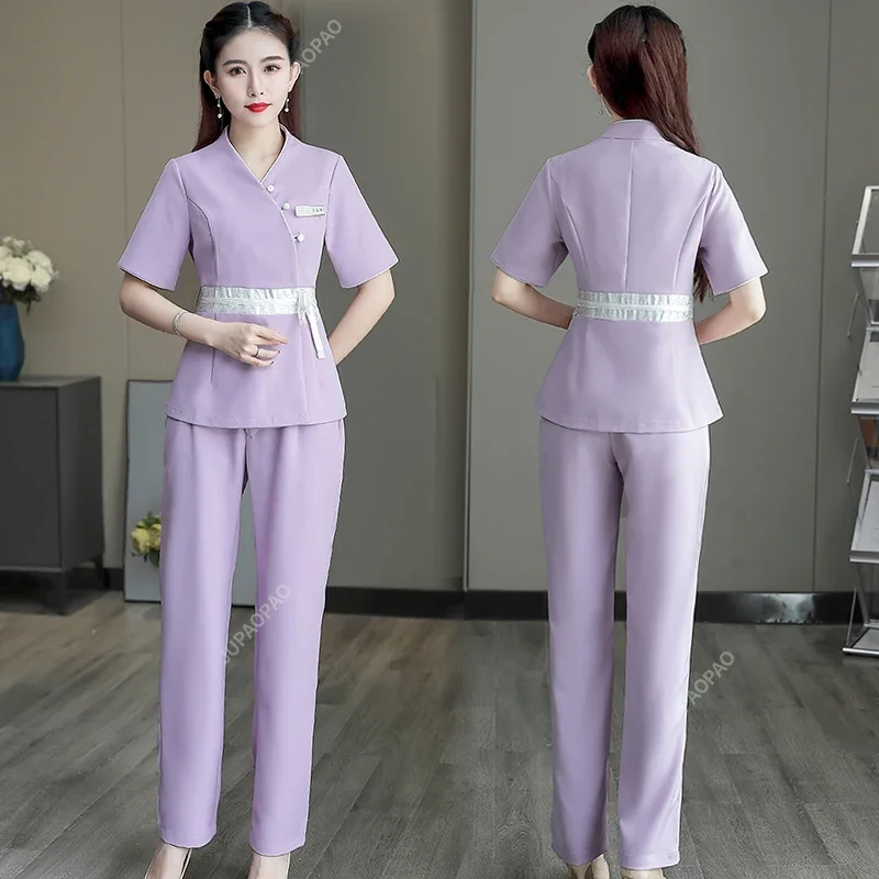 Elegant Retro Massage Uniforms Uniform Beauty Work Clothes Cosme Tologist Clothing Spa Uniforms Women Beautician Costume Massage