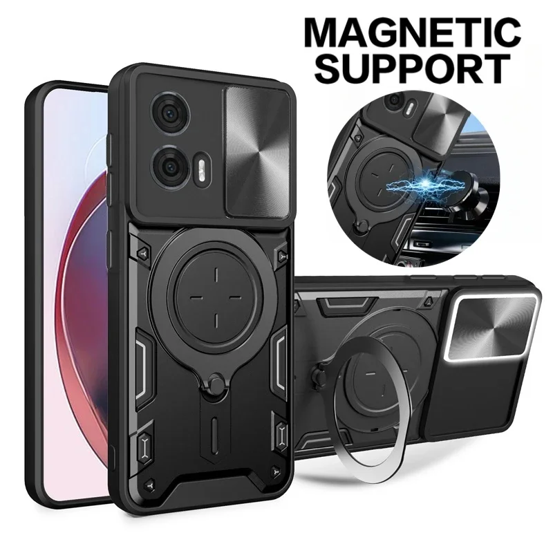 

Для Motorola Moto Edge 50 Fusion чехол слайд-камера защитный чехол для телефона Edge50 Fusion Armor Funda магнитное кольцо-подставка задняя крышка