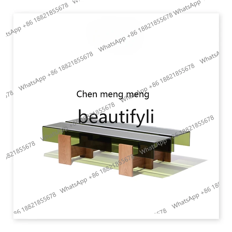 

Coffee table, solid wood casual retro TV cabinet storage table H