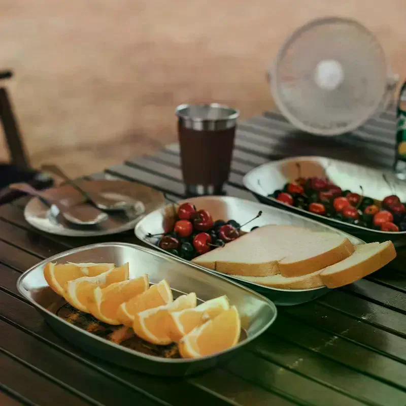 Food Trays Stainless Steel Camping Durable Rust Proof Food Grade Perfect For Outdoor Picnic Hiking BBQ Travel