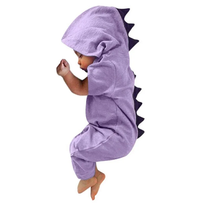 Baby Dinosaur Hooded Romper Jumpsuit for Autumn/Winter Kids Clothing