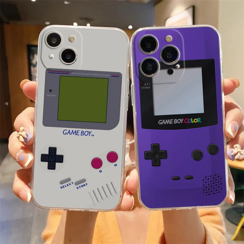 Gameboy Boy Game Transparent Phone Case For iPhone 15 14 13 12 Mini 11 Pro Max XS X XR 7 8 Plus Clear Shockproof Silicone Cover