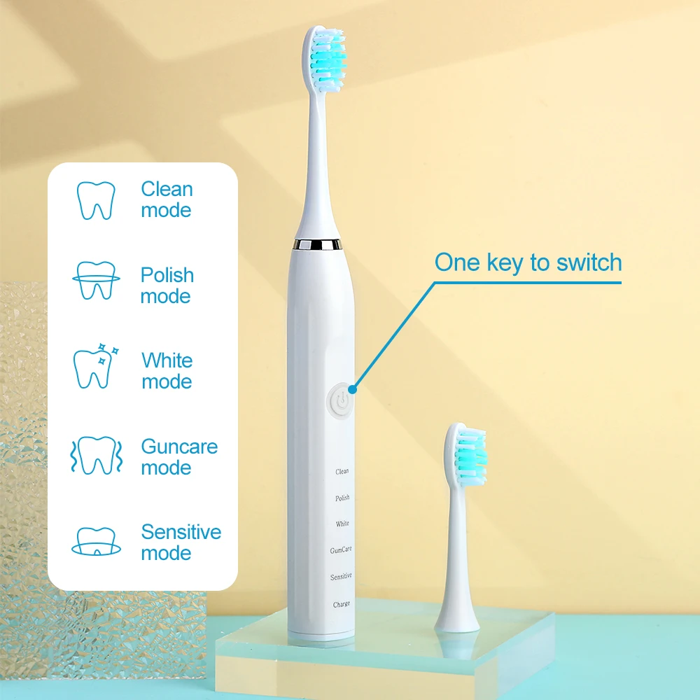 Electric Toothbrush Teeth Whitening 5 Modes 4 Speeds USB Rechargeable Professional Dental Care Waterproof Soft Bristles Adults