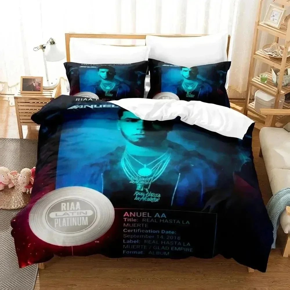 3D Print Anuel Aa Real Hasta La Muerte Bedding Set Bedroom Soft Modern Bedspreads Comefortable Duvet Cover Quilt Pillowcase