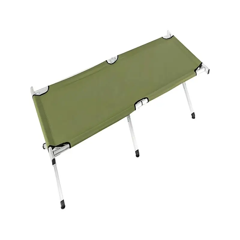 سرير تخييم محمول قابل للطي مع حقيبة حمل، لون أخضر عسكري، سهل الحمل والإعداد، مثالي لحلول النوم في الهواء الطلق