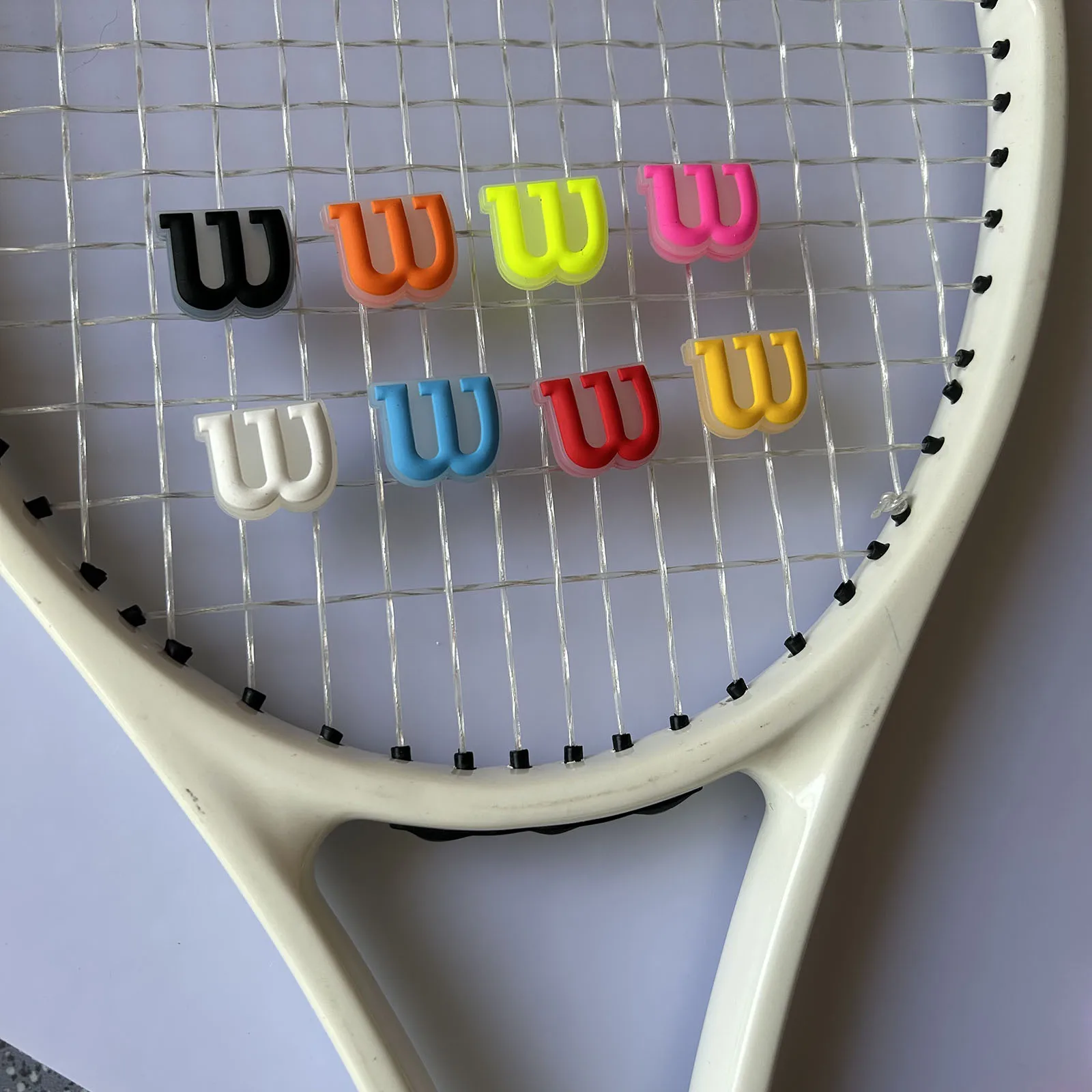 Amortiguadores de vibración para raqueta de tenis, amortiguadores de silicona para reducir la vibración, 8 colores, lote de 10 unidades